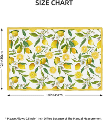 Lemon Placemats Set of 6 18x12 Inch Summer Fruit Yellow Linen Place Mats Heat-Resistant Washable Wipeable Flowers Table Mat for Party Kitchen Dining Room Dinner Table Decor