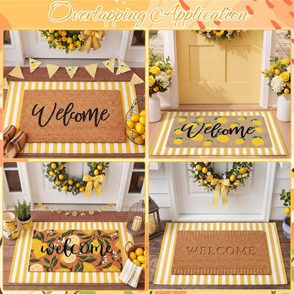Yellow and White Summer Striped Rug 2'4'' x 3'7'' Outdoor Front Porch Door Mat Polyester Washable Entryway Rug for Home Farmhouse Decor