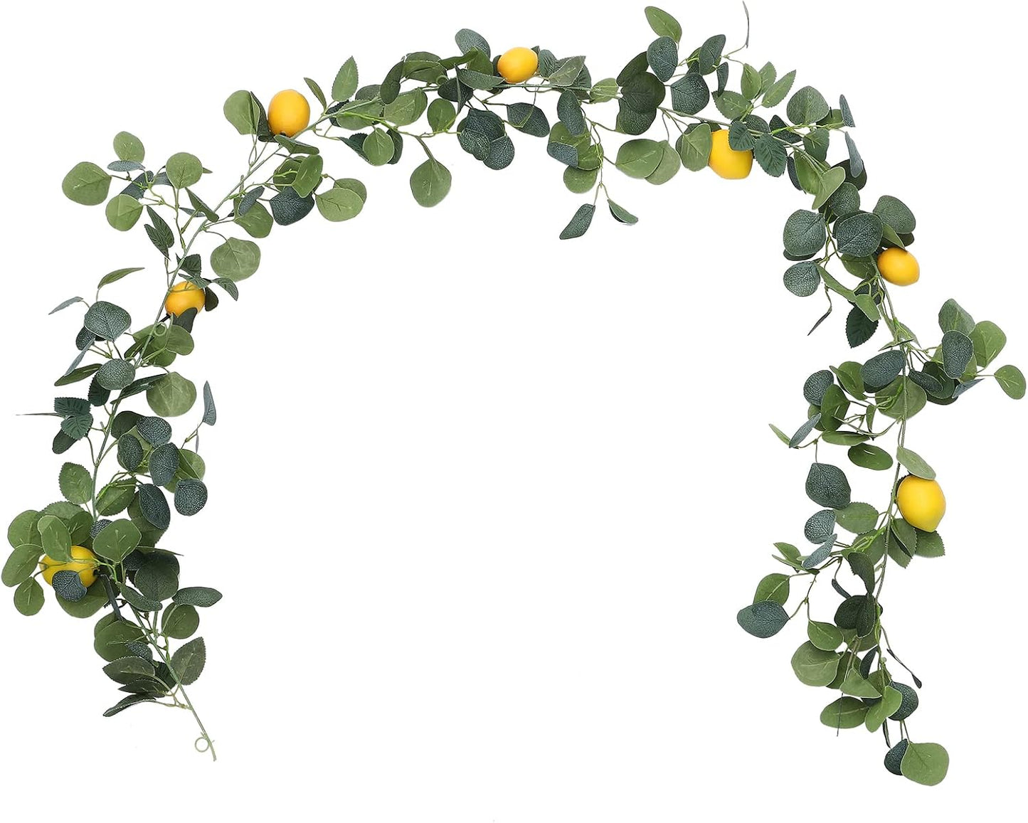 6.5 Ft Artificial Lemon Garland with Lemons and Green Eucalyptus Leaves for Front Door Kitchen Party Table Wedding Decor (1 Pcs)