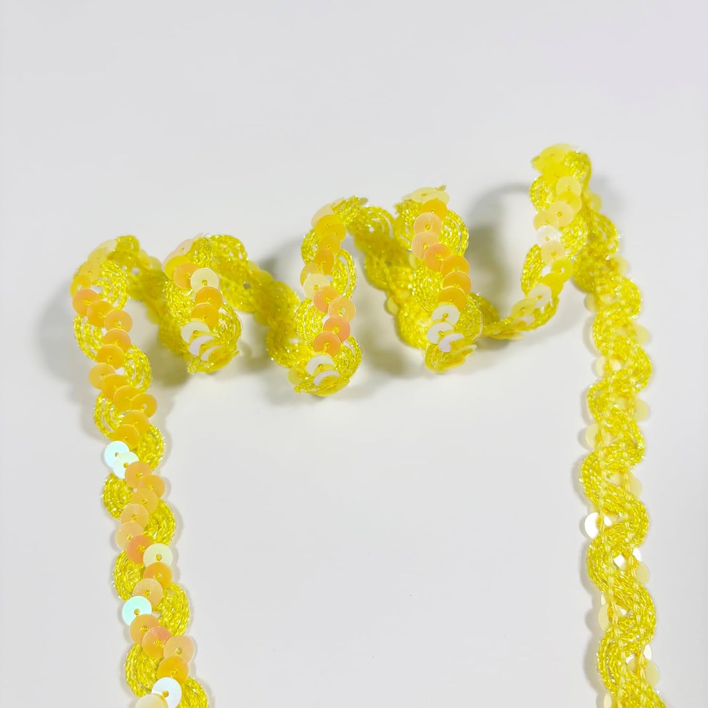 Length12 Yards，Wide 12mm/0.47 inch Yellow Sequin Ribbon Trim,for Sewing DIY Crafts Costume Home Decorative (Yellow)