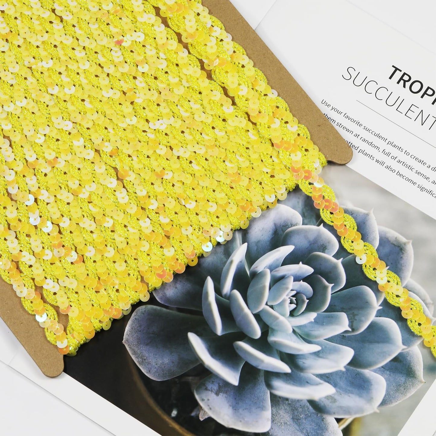 Length12 Yards，Wide 12mm/0.47 inch Yellow Sequin Ribbon Trim,for Sewing DIY Crafts Costume Home Decorative (Yellow)