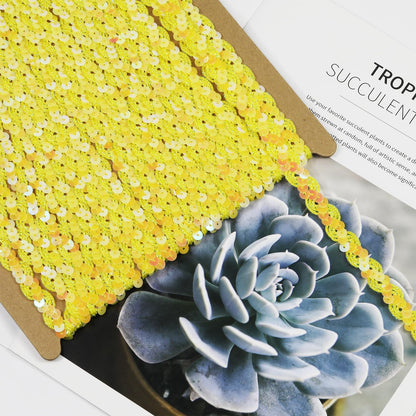 Length12 Yards，Wide 12mm/0.47 inch Yellow Sequin Ribbon Trim,for Sewing DIY Crafts Costume Home Decorative (Yellow)