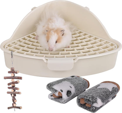 Triangle Potty Trainer Corner Litter Bedding Box Pet Pan for Baby Rabbit, Chinchillas, Small Guinea Pigs, Ferret, Galesaur