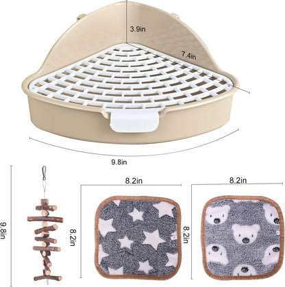 Triangle Potty Trainer Corner Litter Bedding Box Pet Pan for Baby Rabbit, Chinchillas, Small Guinea Pigs, Ferret, Galesaur