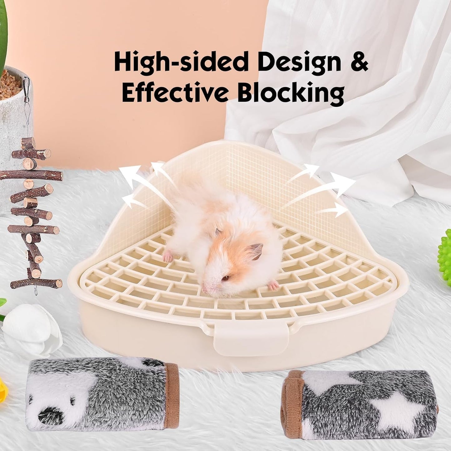 Triangle Potty Trainer Corner Litter Bedding Box Pet Pan for Baby Rabbit, Chinchillas, Small Guinea Pigs, Ferret, Galesaur