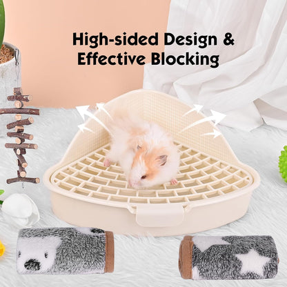 Triangle Potty Trainer Corner Litter Bedding Box Pet Pan for Baby Rabbit, Chinchillas, Small Guinea Pigs, Ferret, Galesaur