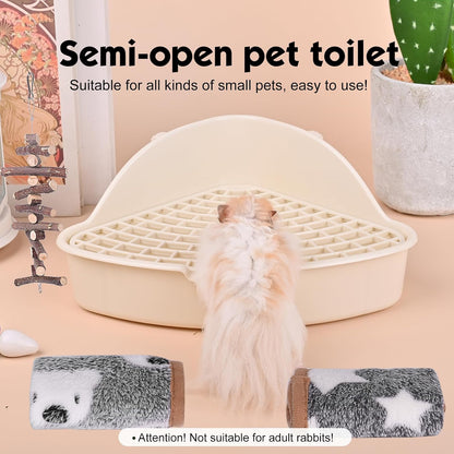 Triangle Potty Trainer Corner Litter Bedding Box Pet Pan for Baby Rabbit, Chinchillas, Small Guinea Pigs, Ferret, Galesaur