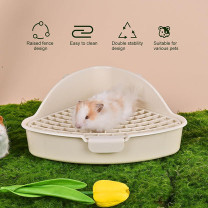 Triangle Potty Trainer Corner Litter Bedding Box Pet Pan for Baby Rabbit, Chinchillas, Small Guinea Pigs, Ferret, Galesaur