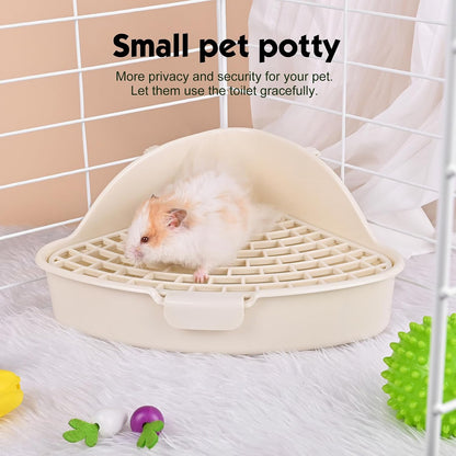 Triangle Potty Trainer Corner Litter Bedding Box Pet Pan for Baby Rabbit, Chinchillas, Small Guinea Pigs, Ferret, Galesaur