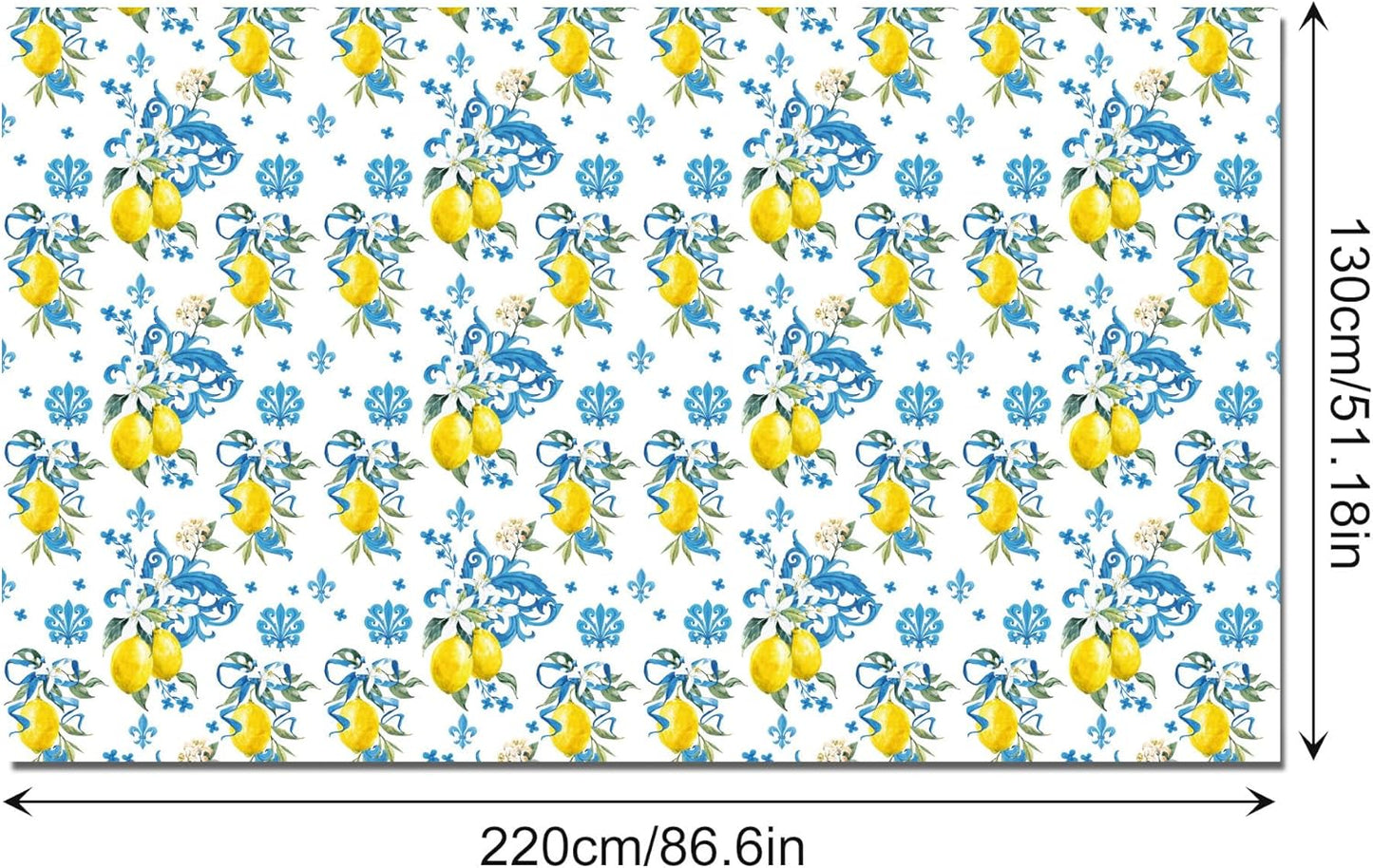 3 PCS Lemon Party Tablecloth,87" Lx54 W Game Rectangular Plastic Tablecovers, Italian Lemon and Blue Pattern Disposable Tablecloth for Bridal Shower Baby Shower Home Kitchen Party Decoration