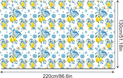 3 PCS Lemon Party Tablecloth,87" Lx54 W Game Rectangular Plastic Tablecovers, Italian Lemon and Blue Pattern Disposable Tablecloth for Bridal Shower Baby Shower Home Kitchen Party Decoration