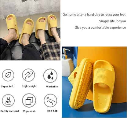 Cloud Slippers for Women and Men Massage Thick Sole Non-Slip Shower Slippers Bathroom Super Soft Comfy House Cloud Slide Slippers for Indoor and Outdoor