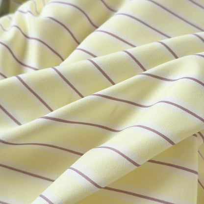 Pastel Yellow Lavender Striped Queen Duvet Cover Set, Soft Premium Washed Microfiber Aesthetic Stripes Comforter Cover with Hidden Zipper & Corner Ties, 3 Piece Sweet Teen Bedding for Girls
