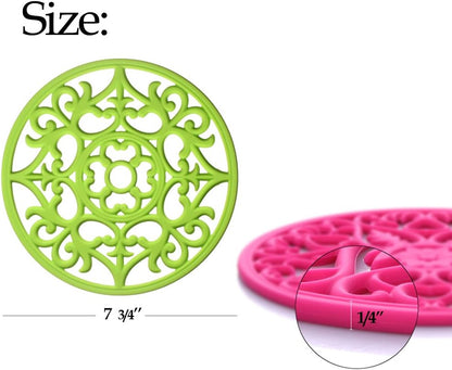 Trivets for Dishes/Pots/Pans, 3 Pcs Silicone Mats, Flexible/Durable/Non Slip Hot Pads to Protect Table and Counter Top (Yellow)
