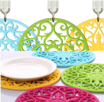 Trivets for Dishes/Pots/Pans, 3 Pcs Silicone Mats, Flexible/Durable/Non Slip Hot Pads to Protect Table and Counter Top (Yellow)