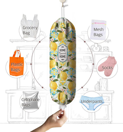 Lemon Grocery Bag Holder Organizer Storage for Plastic Bags Lemon Decor 23" x 9"