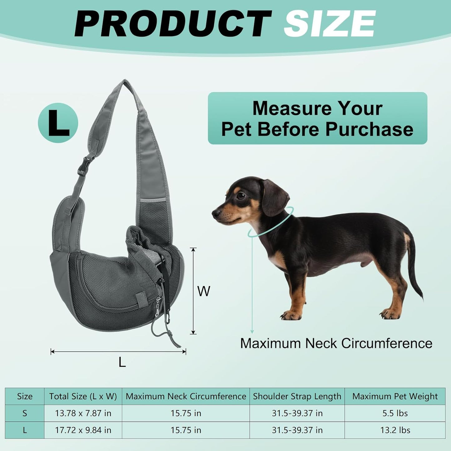 Dog Sling Carrier for Small Pet Up to 13.2 lbs Hand-Free Drawstring Pet Sling Carrier with Safety Hook & Adjustable Strap, (Yellow, 1 Pcs) Intended for Hiking and Camping