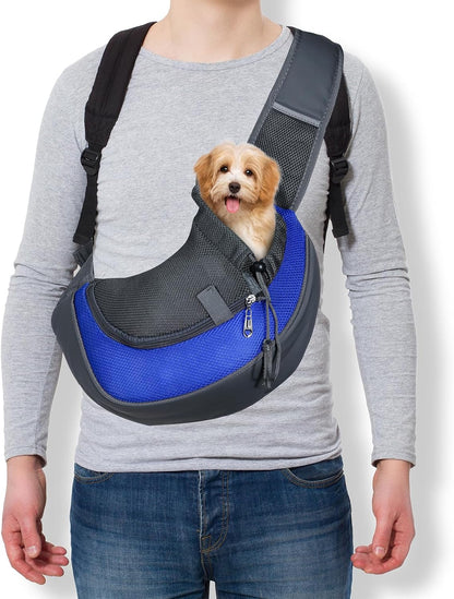 Dog Sling Carrier for Small Pet Up to 13.2 lbs Hand-Free Drawstring Pet Sling Carrier with Safety Hook & Adjustable Strap, (Yellow, 1 Pcs) Intended for Hiking and Camping