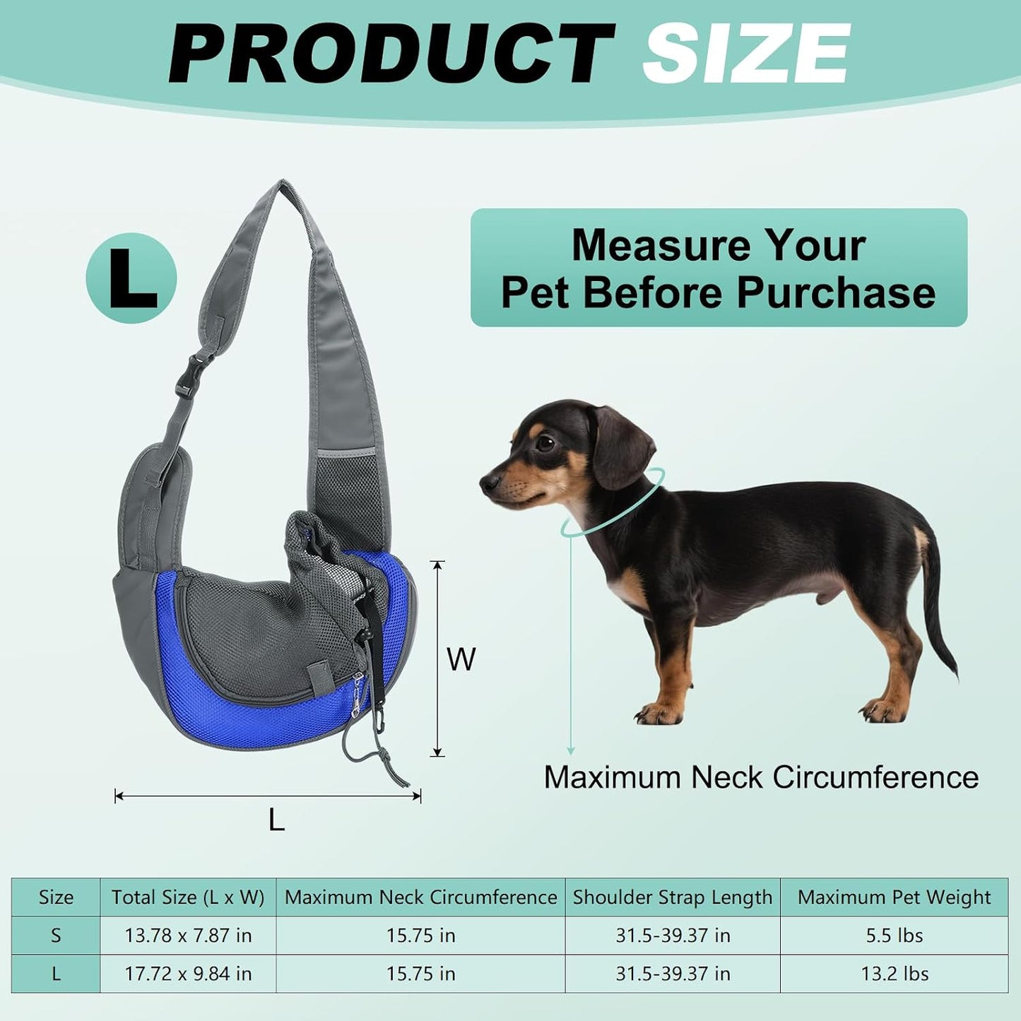 Dog Sling Carrier for Small Pet Up to 13.2 lbs Hand-Free Drawstring Pet Sling Carrier with Safety Hook & Adjustable Strap, (Yellow, 1 Pcs) Intended for Hiking and Camping
