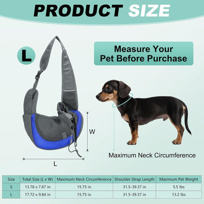 Dog Sling Carrier for Small Pet Up to 13.2 lbs Hand-Free Drawstring Pet Sling Carrier with Safety Hook & Adjustable Strap, (Yellow, 1 Pcs) Intended for Hiking and Camping