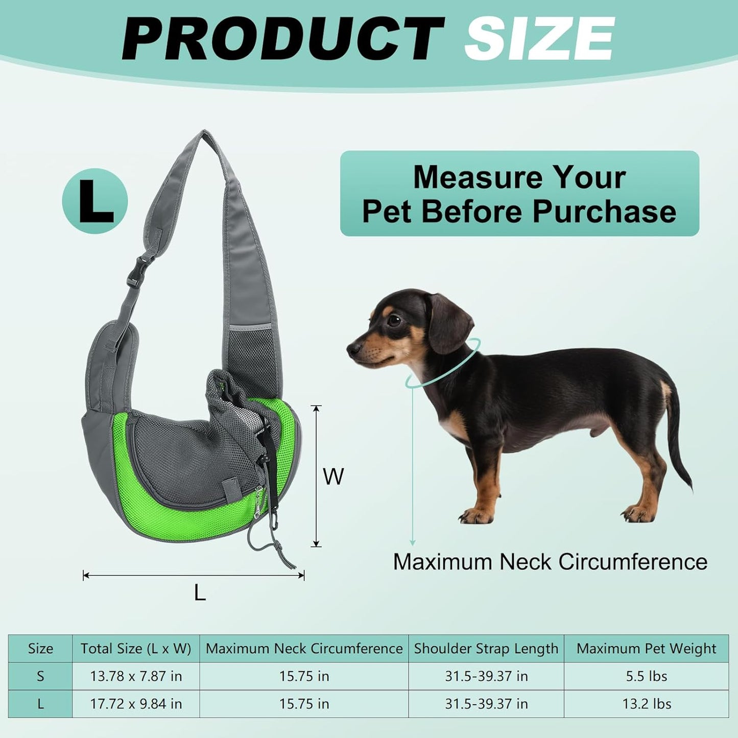 Dog Sling Carrier for Small Pet Up to 13.2 lbs Hand-Free Drawstring Pet Sling Carrier with Safety Hook & Adjustable Strap, (Yellow, 1 Pcs) Intended for Hiking and Camping