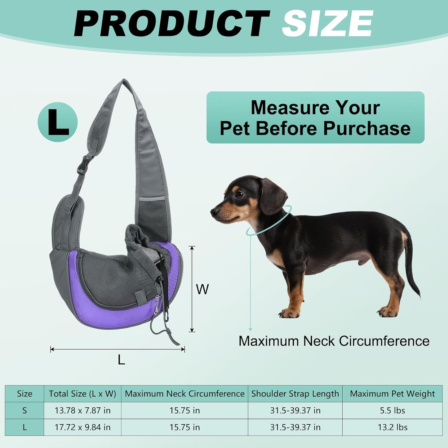 Dog Sling Carrier for Small Pet Up to 13.2 lbs Hand-Free Drawstring Pet Sling Carrier with Safety Hook & Adjustable Strap, (Yellow, 1 Pcs) Intended for Hiking and Camping