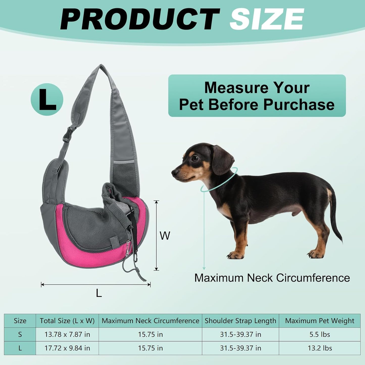 Dog Sling Carrier for Small Pet Up to 13.2 lbs Hand-Free Drawstring Pet Sling Carrier with Safety Hook & Adjustable Strap, (Yellow, 1 Pcs) Intended for Hiking and Camping