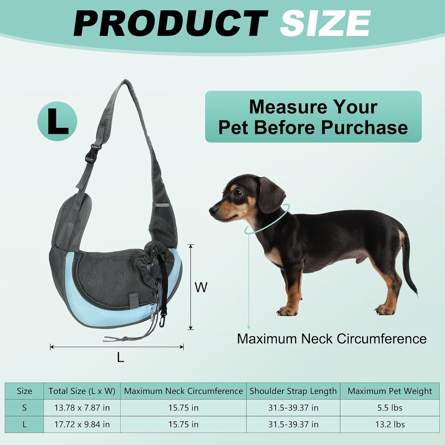 Dog Sling Carrier for Small Pet Up to 13.2 lbs Hand-Free Drawstring Pet Sling Carrier with Safety Hook & Adjustable Strap, (Yellow, 1 Pcs) Intended for Hiking and Camping