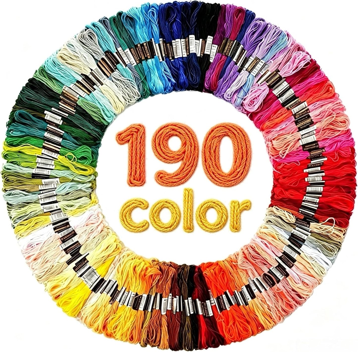 190 Skeins Rainbow Color Embroidery Floss Friendship Bracelet String Cross Stitch Embroidery Thread Cotton Floss Bracelet Yarn, Craft Floss