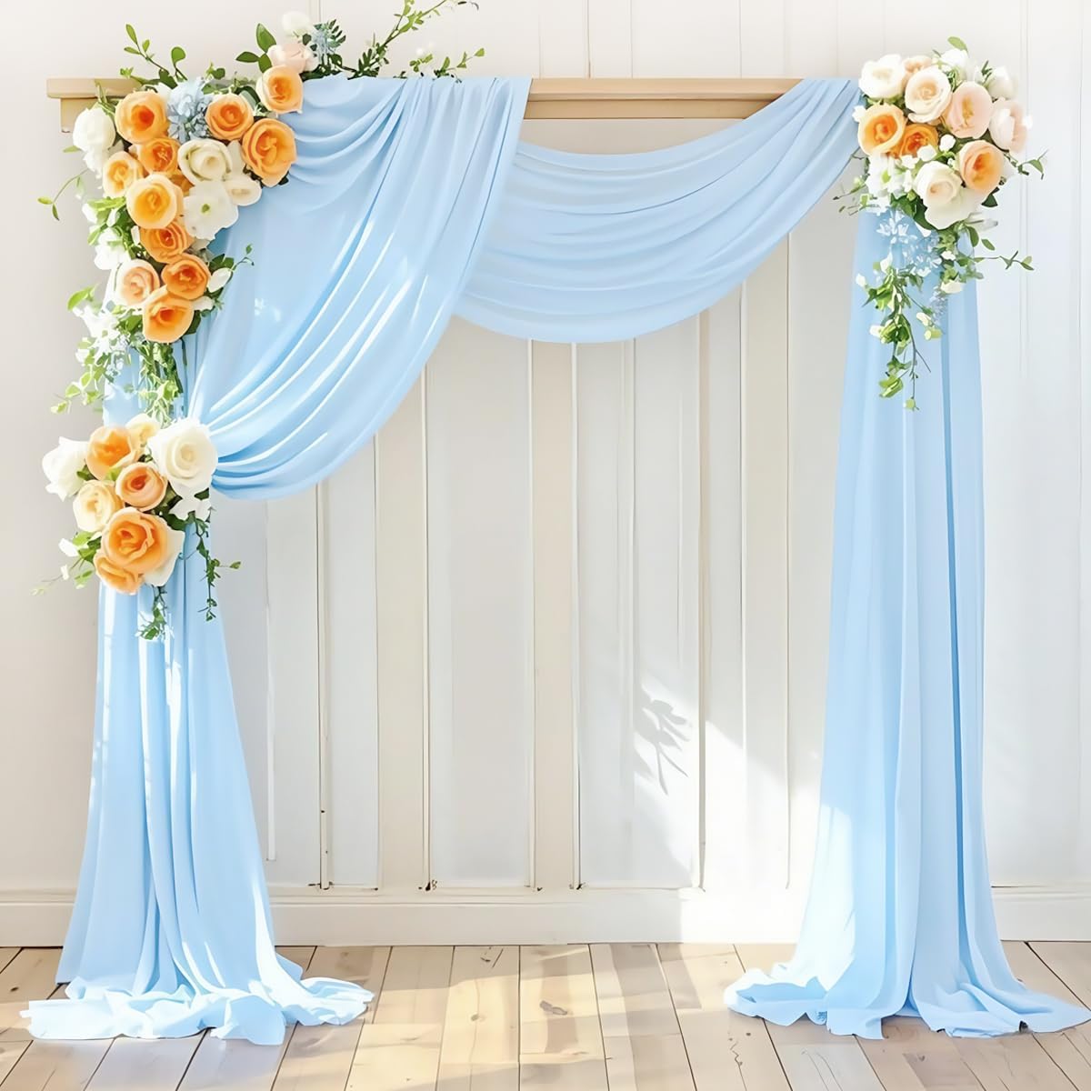 Wedding Arch Draping Fabric 30'' x 18FT Sheer Chiffon Arch Drape Backdrop | 2 Panels Yellow Drapes for Summer Wedding Bridal Shower Baby Shower Church Birthday Party Outdoor Decor