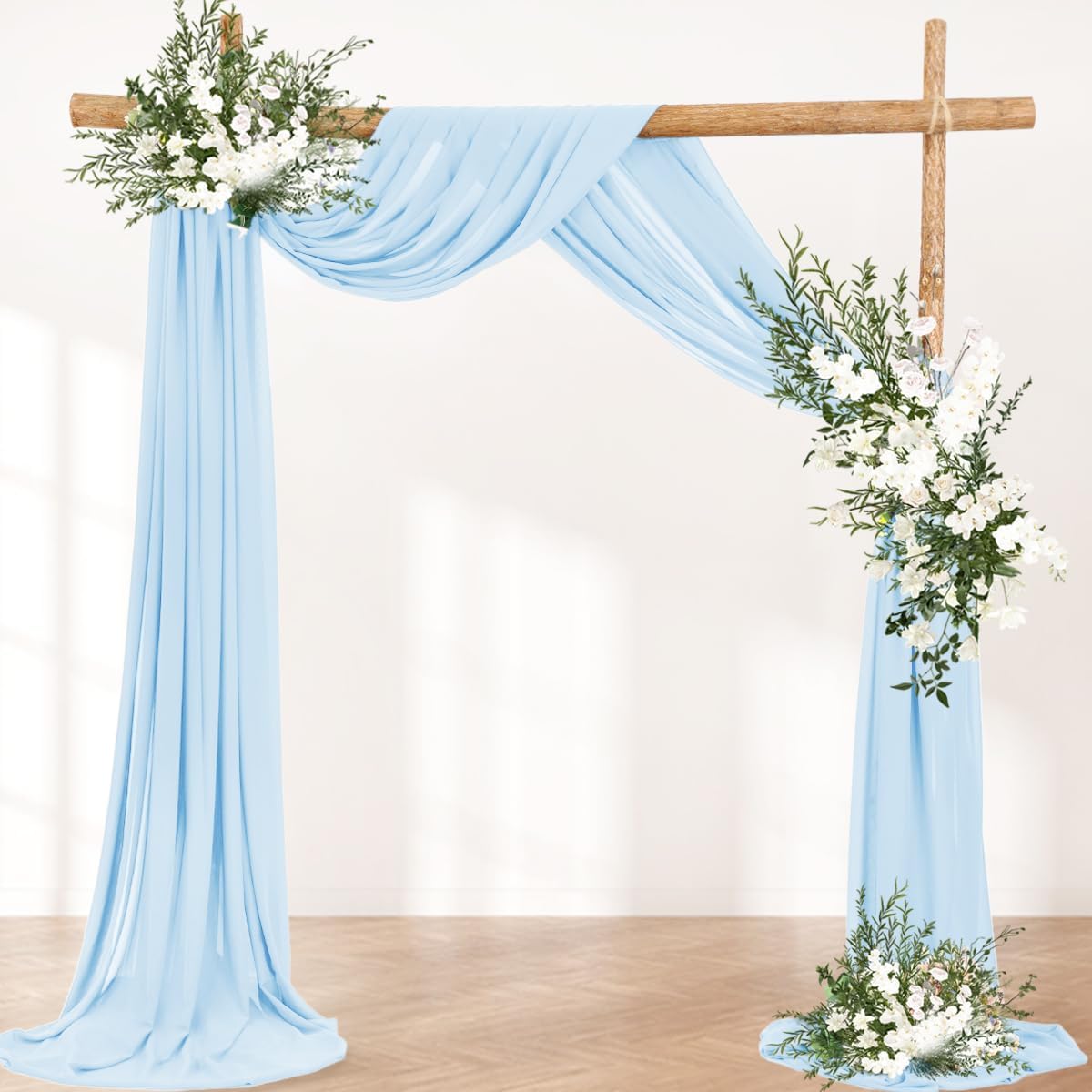 Wedding Arch Draping Fabric 30'' x 18FT Sheer Chiffon Arch Drape Backdrop | 2 Panels Yellow Drapes for Summer Wedding Bridal Shower Baby Shower Church Birthday Party Outdoor Decor