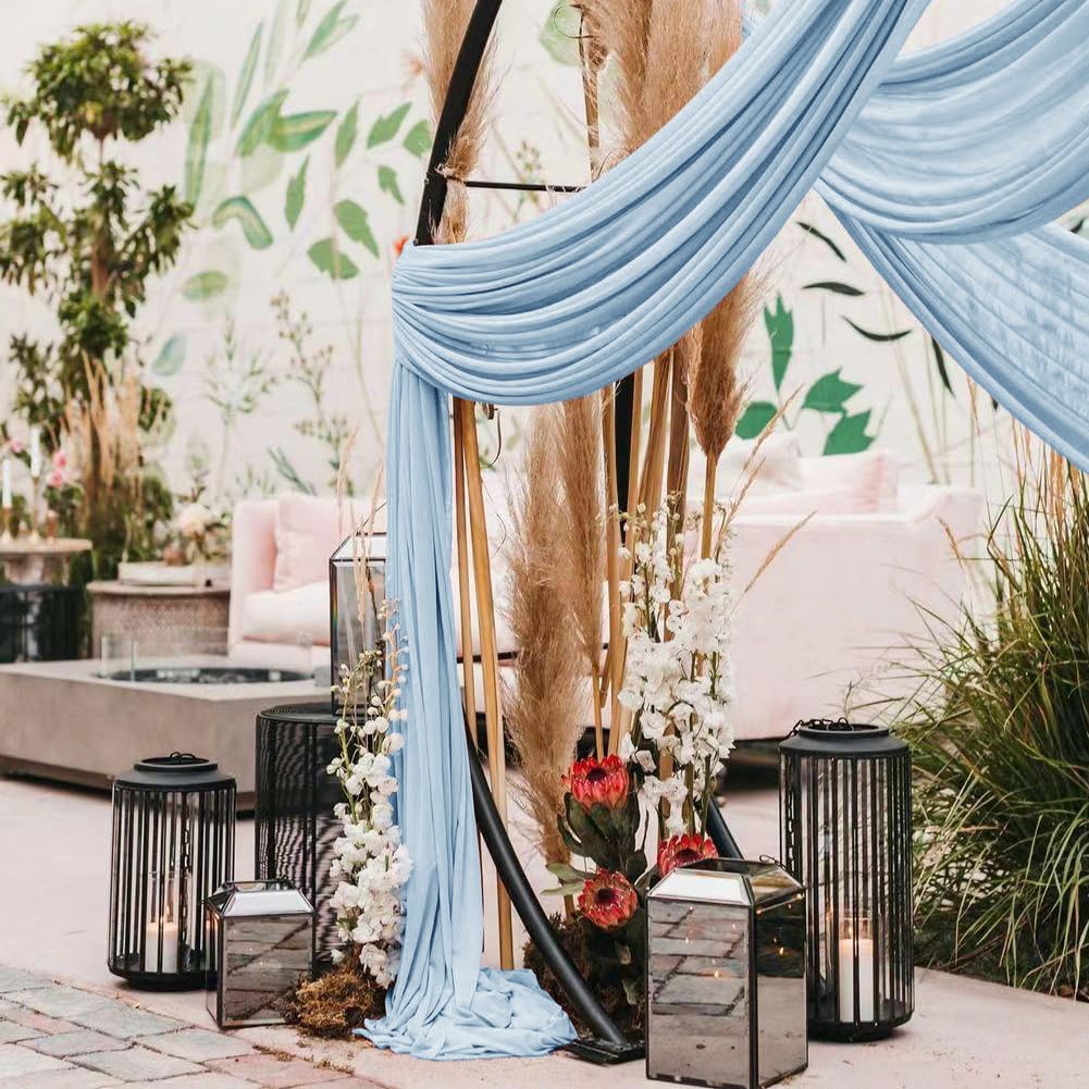 Wedding Arch Draping Fabric 30'' x 18FT Sheer Chiffon Arch Drape Backdrop | 2 Panels Yellow Drapes for Summer Wedding Bridal Shower Baby Shower Church Birthday Party Outdoor Decor