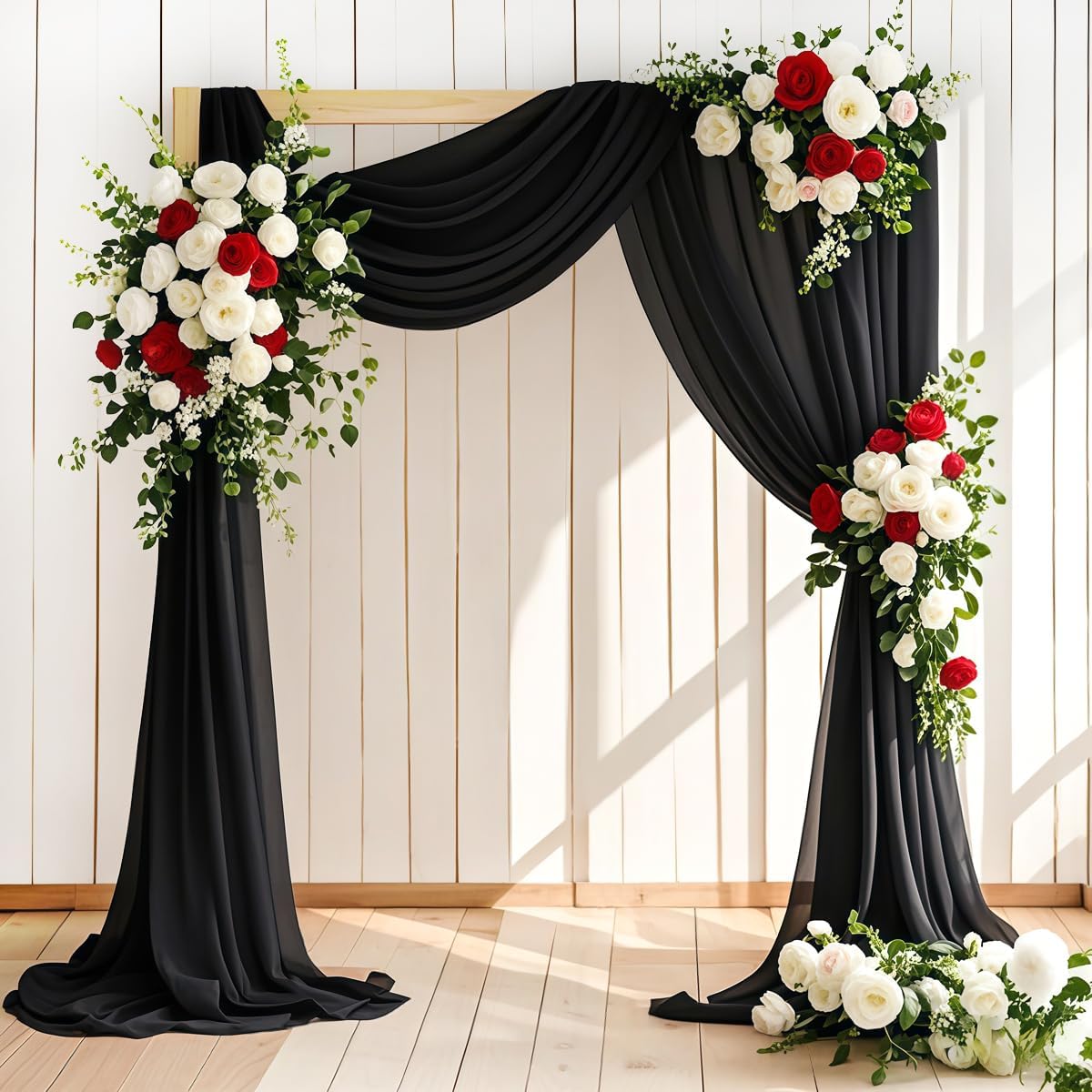 Wedding Arch Draping Fabric 30'' x 18FT Sheer Chiffon Arch Drape Backdrop | 2 Panels Yellow Drapes for Summer Wedding Bridal Shower Baby Shower Church Birthday Party Outdoor Decor