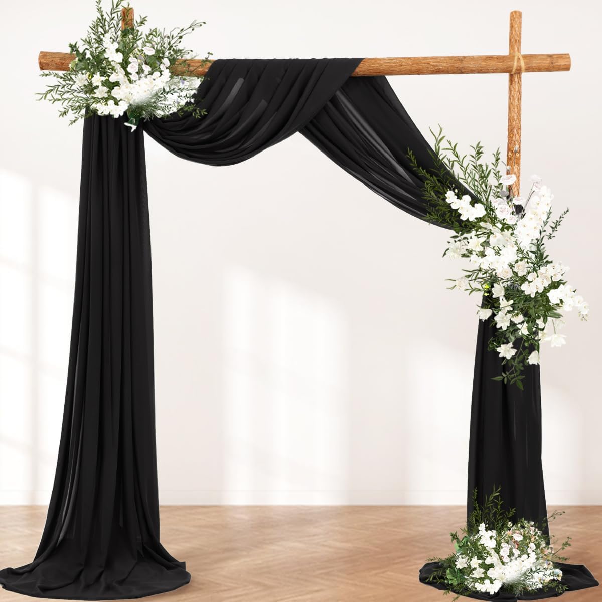 Wedding Arch Draping Fabric 30'' x 18FT Sheer Chiffon Arch Drape Backdrop | 2 Panels Yellow Drapes for Summer Wedding Bridal Shower Baby Shower Church Birthday Party Outdoor Decor