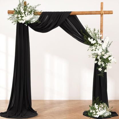 Wedding Arch Draping Fabric 30'' x 18FT Sheer Chiffon Arch Drape Backdrop | 2 Panels Yellow Drapes for Summer Wedding Bridal Shower Baby Shower Church Birthday Party Outdoor Decor