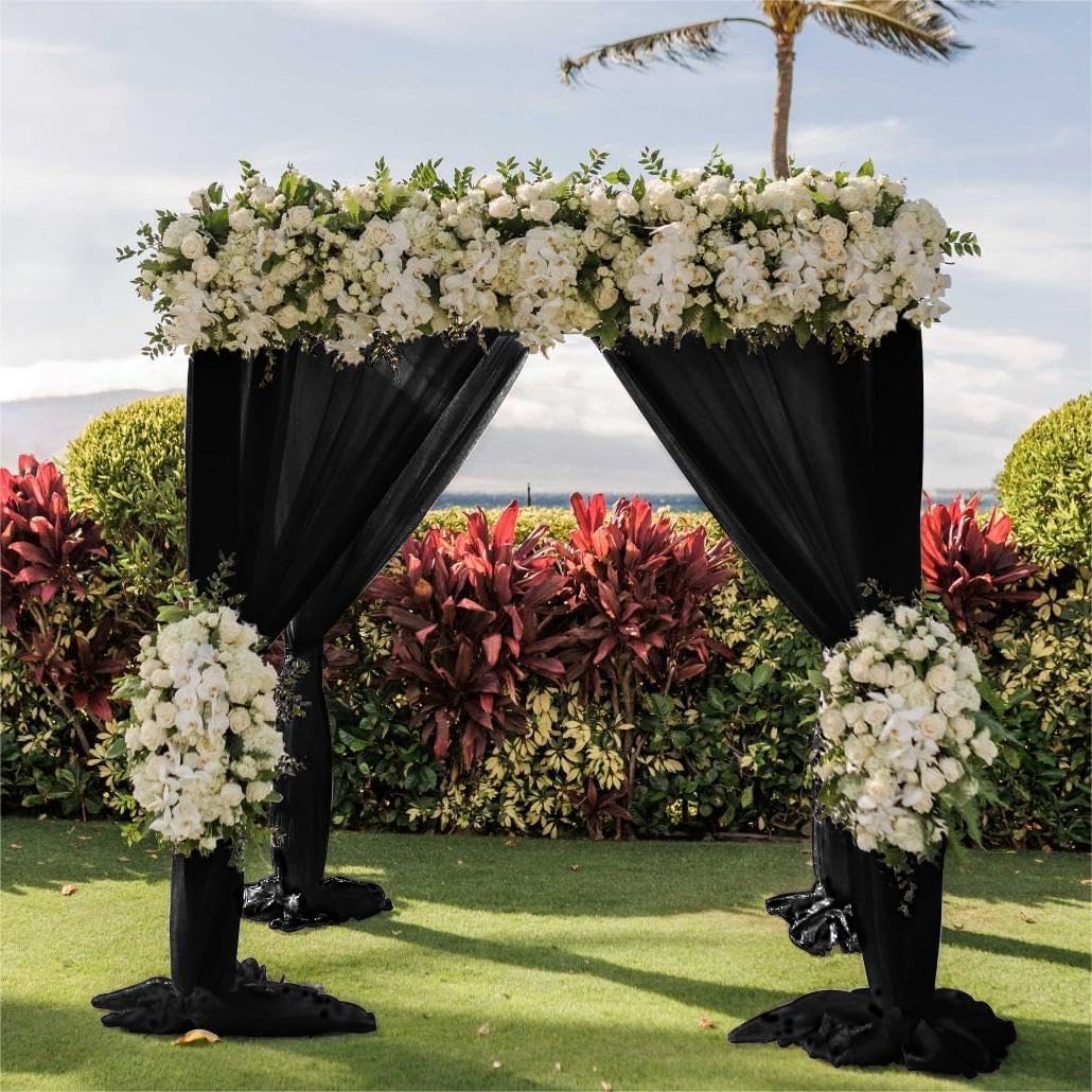 Wedding Arch Draping Fabric 30'' x 18FT Sheer Chiffon Arch Drape Backdrop | 2 Panels Yellow Drapes for Summer Wedding Bridal Shower Baby Shower Church Birthday Party Outdoor Decor