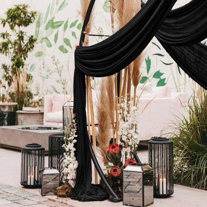 Wedding Arch Draping Fabric 30'' x 18FT Sheer Chiffon Arch Drape Backdrop | 2 Panels Yellow Drapes for Summer Wedding Bridal Shower Baby Shower Church Birthday Party Outdoor Decor