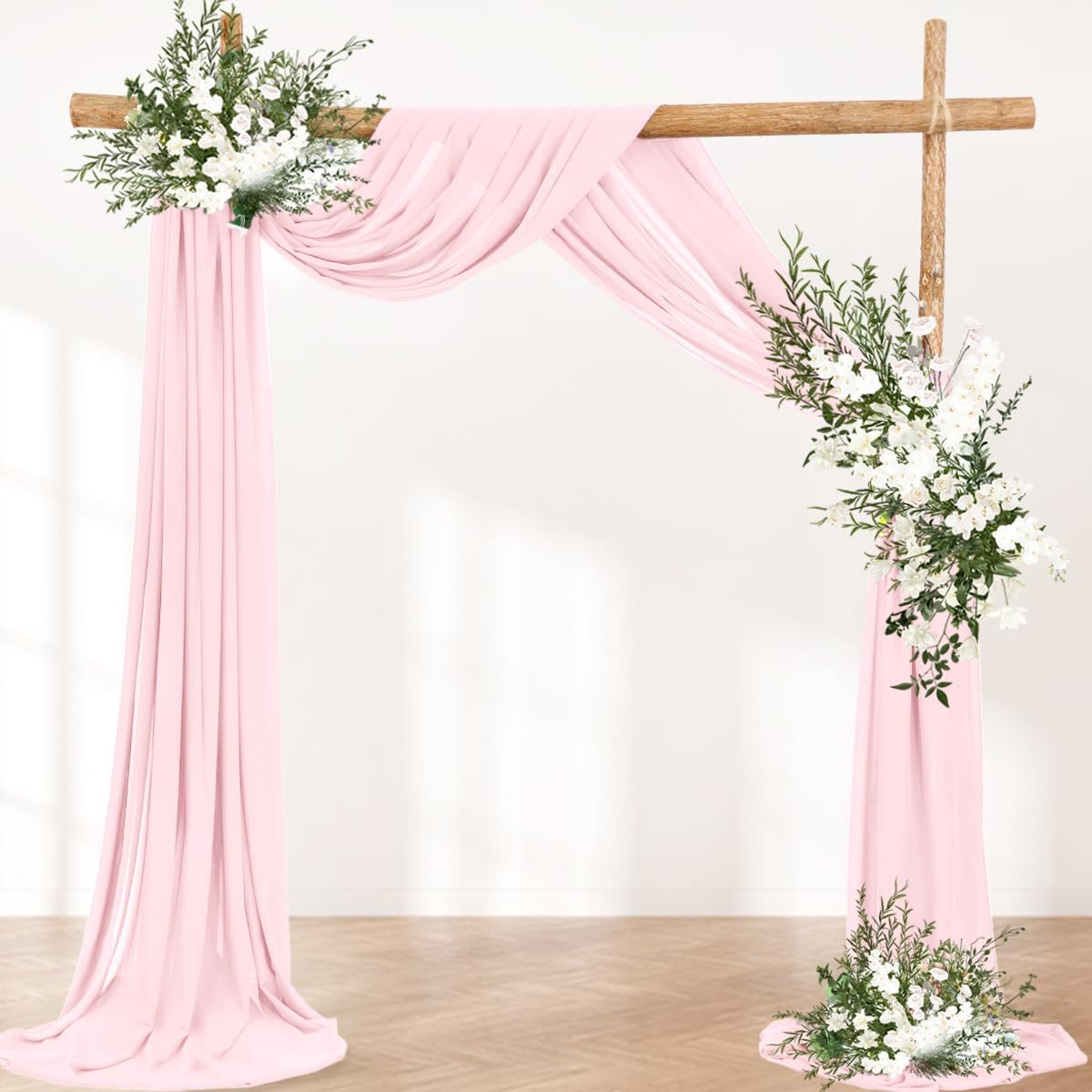 Wedding Arch Draping Fabric 30'' x 18FT Sheer Chiffon Arch Drape Backdrop | 2 Panels Yellow Drapes for Summer Wedding Bridal Shower Baby Shower Church Birthday Party Outdoor Decor