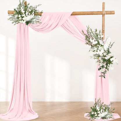 Wedding Arch Draping Fabric 30'' x 18FT Sheer Chiffon Arch Drape Backdrop | 2 Panels Yellow Drapes for Summer Wedding Bridal Shower Baby Shower Church Birthday Party Outdoor Decor