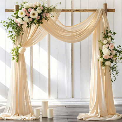 Wedding Arch Draping Fabric 30'' x 18FT Sheer Chiffon Arch Drape Backdrop | 2 Panels Yellow Drapes for Summer Wedding Bridal Shower Baby Shower Church Birthday Party Outdoor Decor