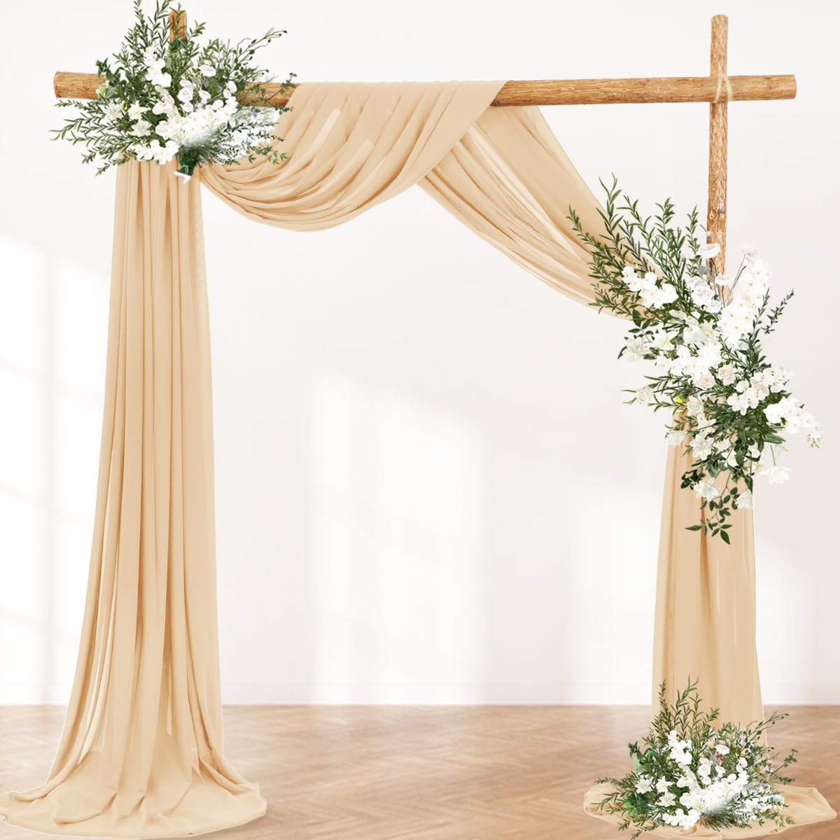 Wedding Arch Draping Fabric 30'' x 18FT Sheer Chiffon Arch Drape Backdrop | 2 Panels Yellow Drapes for Summer Wedding Bridal Shower Baby Shower Church Birthday Party Outdoor Decor