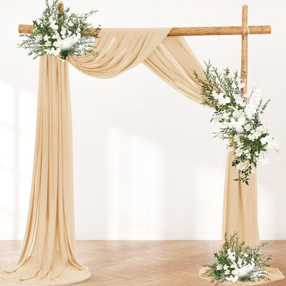 Wedding Arch Draping Fabric 30'' x 18FT Sheer Chiffon Arch Drape Backdrop | 2 Panels Yellow Drapes for Summer Wedding Bridal Shower Baby Shower Church Birthday Party Outdoor Decor