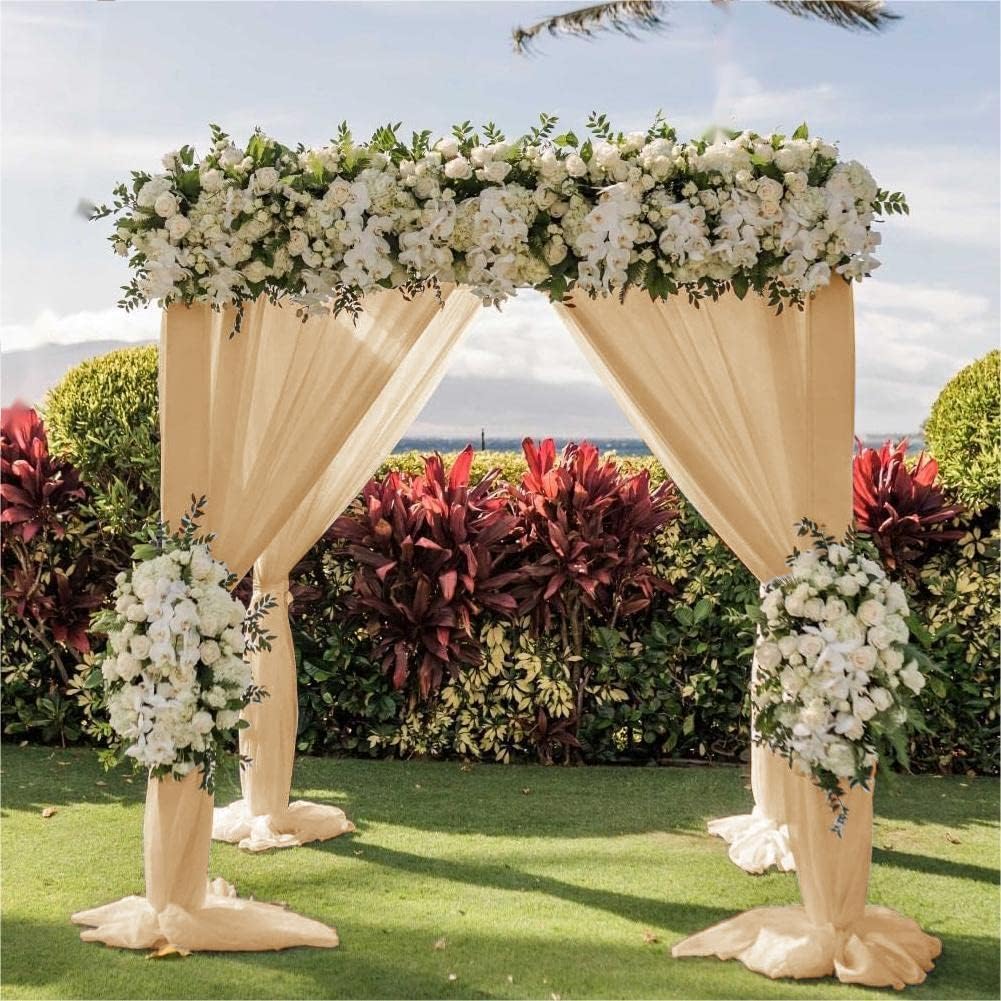 Wedding Arch Draping Fabric 30'' x 18FT Sheer Chiffon Arch Drape Backdrop | 2 Panels Yellow Drapes for Summer Wedding Bridal Shower Baby Shower Church Birthday Party Outdoor Decor