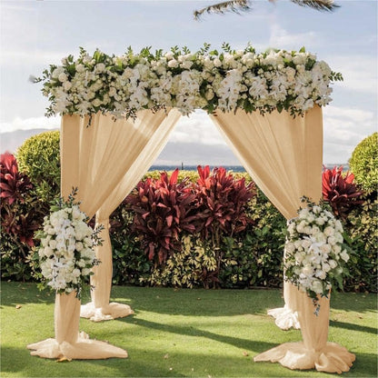 Wedding Arch Draping Fabric 30'' x 18FT Sheer Chiffon Arch Drape Backdrop | 2 Panels Yellow Drapes for Summer Wedding Bridal Shower Baby Shower Church Birthday Party Outdoor Decor