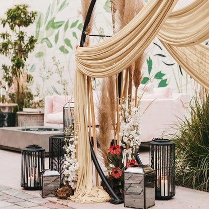 Wedding Arch Draping Fabric 30'' x 18FT Sheer Chiffon Arch Drape Backdrop | 2 Panels Yellow Drapes for Summer Wedding Bridal Shower Baby Shower Church Birthday Party Outdoor Decor