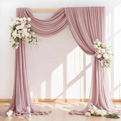 Wedding Arch Draping Fabric 30'' x 18FT Sheer Chiffon Arch Drape Backdrop | 2 Panels Yellow Drapes for Summer Wedding Bridal Shower Baby Shower Church Birthday Party Outdoor Decor