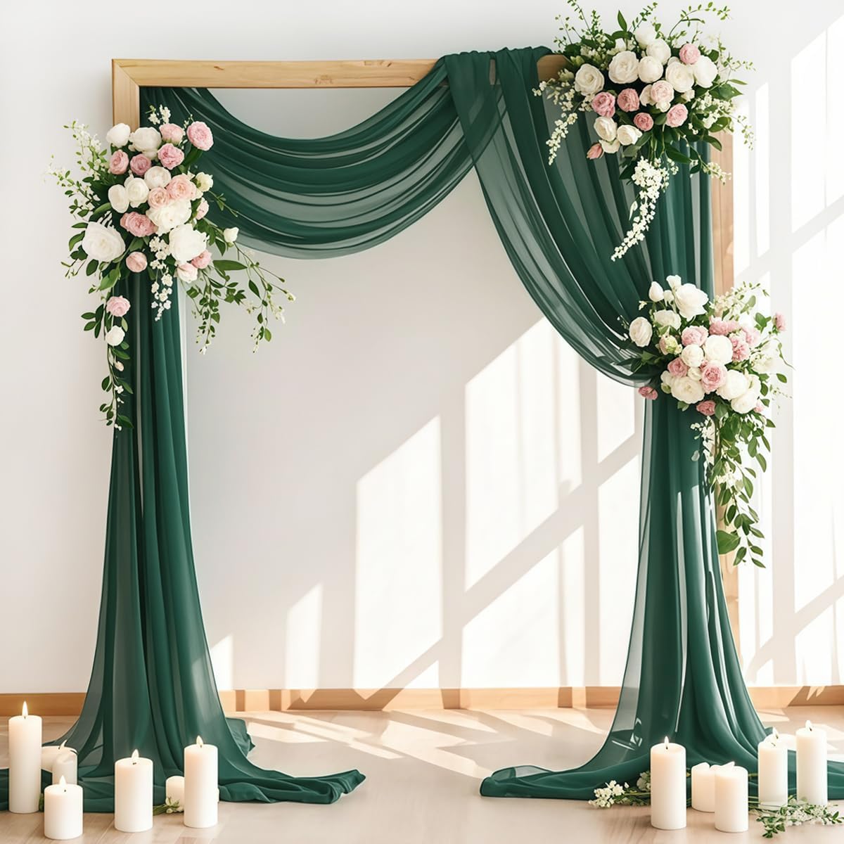 Wedding Arch Draping Fabric 30'' x 18FT Sheer Chiffon Arch Drape Backdrop | 2 Panels Yellow Drapes for Summer Wedding Bridal Shower Baby Shower Church Birthday Party Outdoor Decor