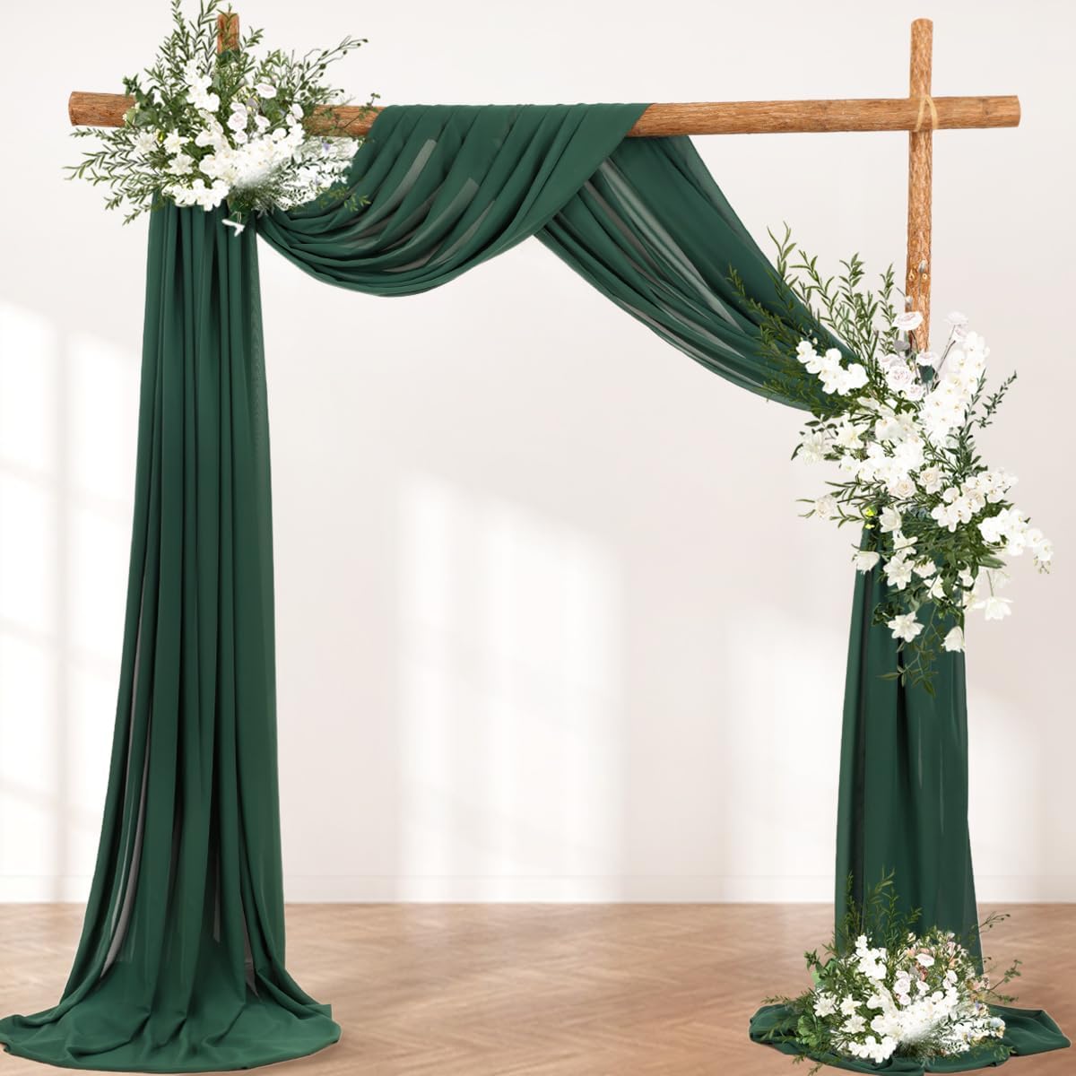 Wedding Arch Draping Fabric 30'' x 18FT Sheer Chiffon Arch Drape Backdrop | 2 Panels Yellow Drapes for Summer Wedding Bridal Shower Baby Shower Church Birthday Party Outdoor Decor