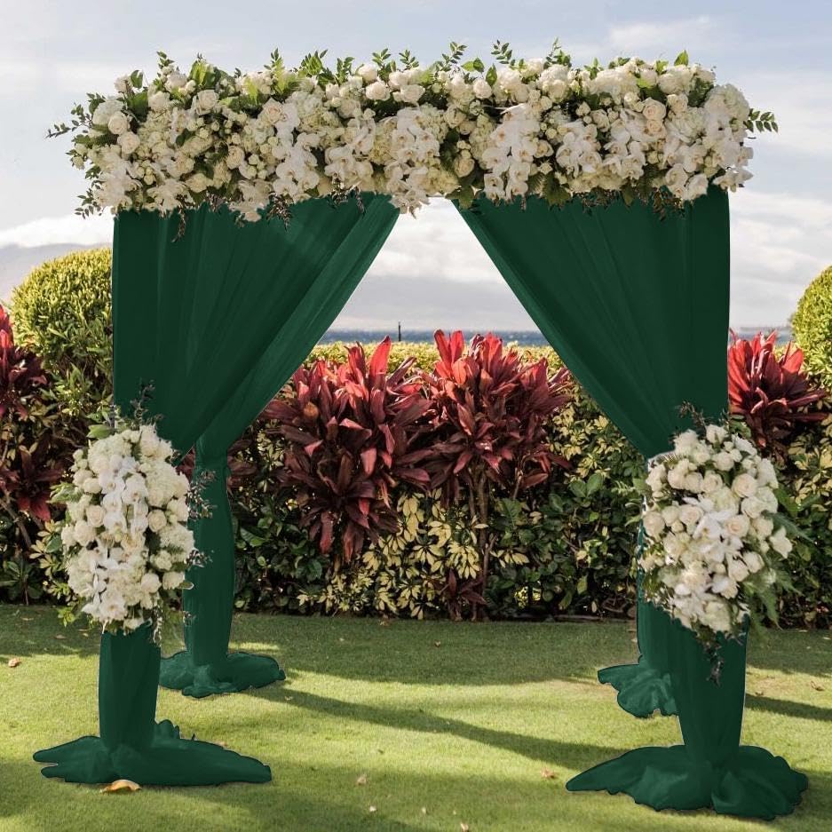 Wedding Arch Draping Fabric 30'' x 18FT Sheer Chiffon Arch Drape Backdrop | 2 Panels Yellow Drapes for Summer Wedding Bridal Shower Baby Shower Church Birthday Party Outdoor Decor