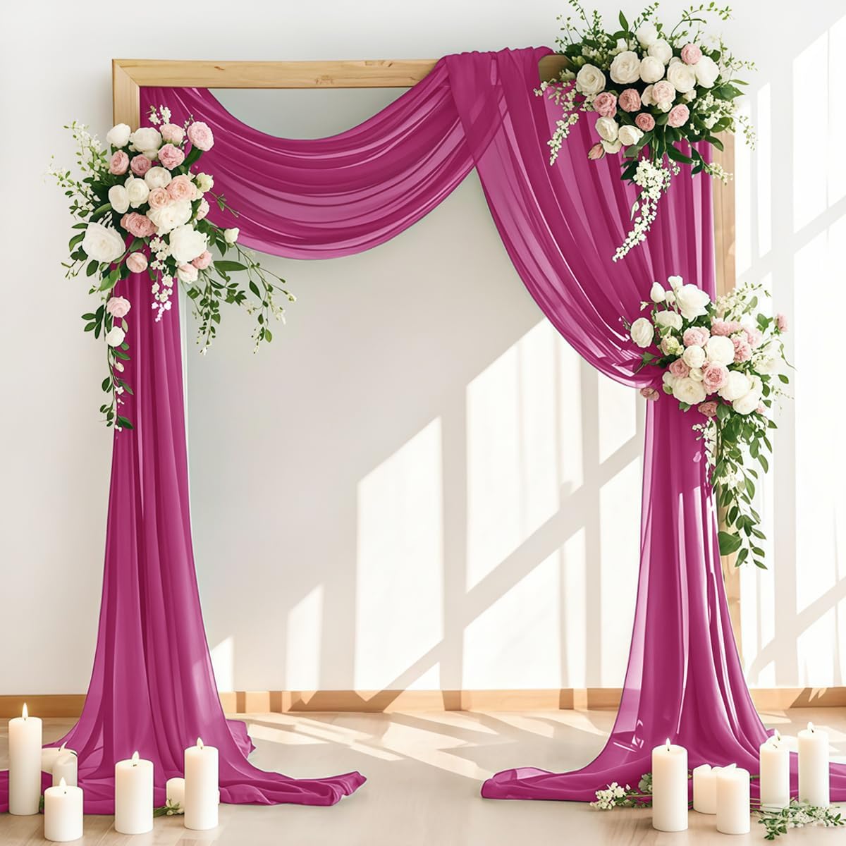 Wedding Arch Draping Fabric 30'' x 18FT Sheer Chiffon Arch Drape Backdrop | 2 Panels Yellow Drapes for Summer Wedding Bridal Shower Baby Shower Church Birthday Party Outdoor Decor
